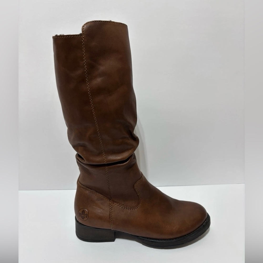 Rieker Women’s Z9563 Faith Brown Leather Boots, Size EUR 39, US 8 M